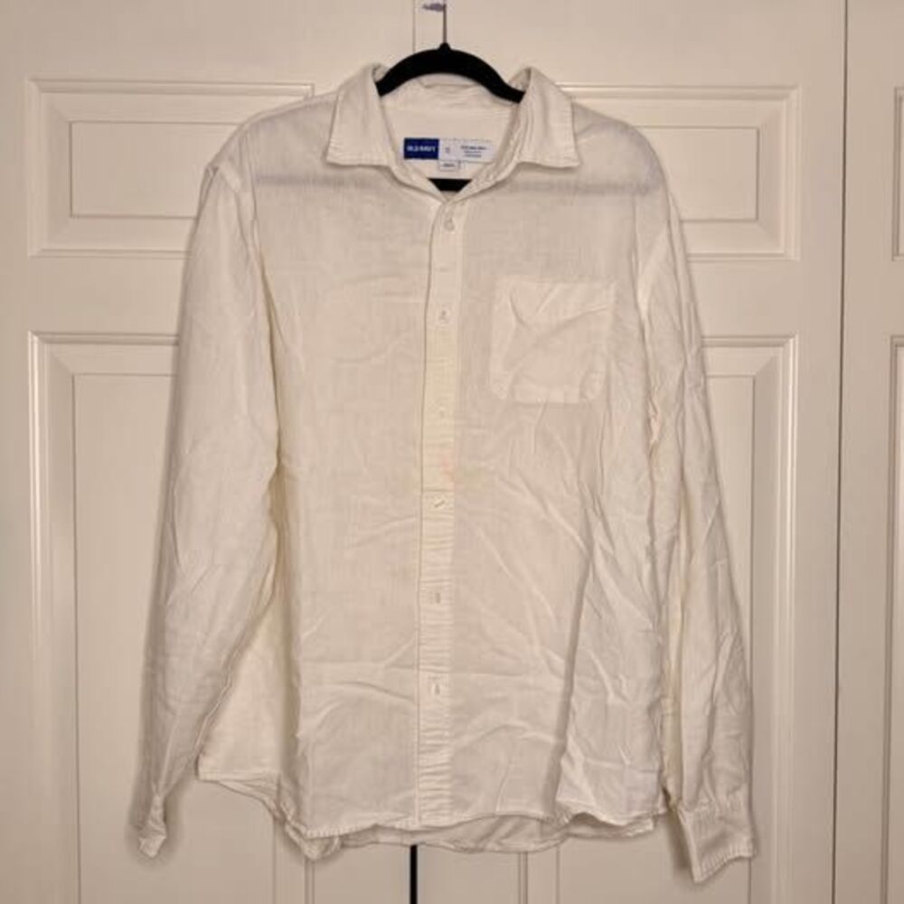 Old Navy Everyday Shirt White Long-Sleeve Button-Up — Men’s XL
